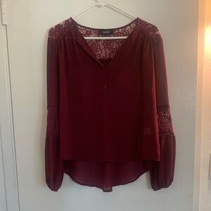 Aakaa Women's Burgundy Lace Design Blouse